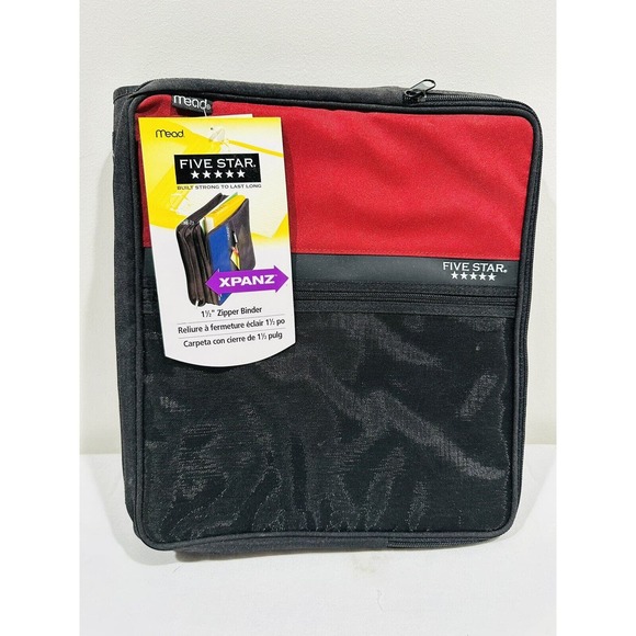Mead Five Star 2003 Vintage Zippered 1.5” Binder Red Black Expandable NWT - Picture 1 of 6